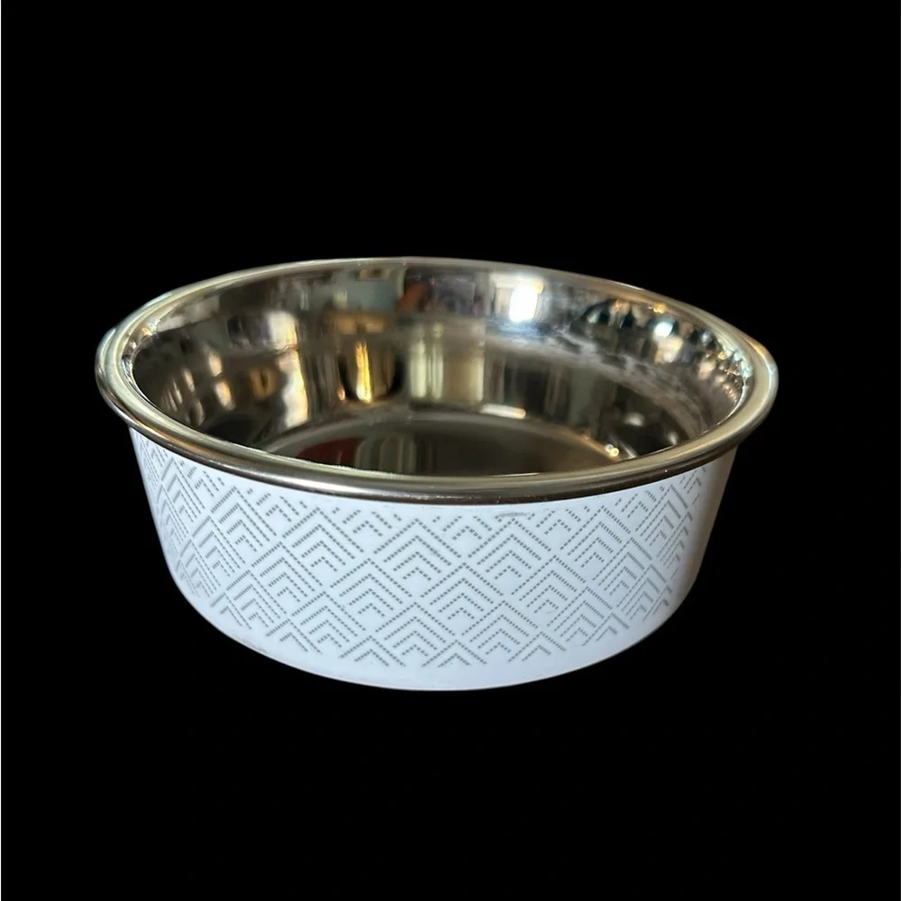 Silver and White Geometric Bowl